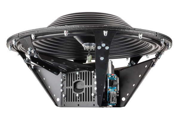 M-Force 301P01 transducer seen from below: motor, heatsink and diaphragm